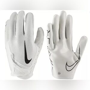 Nike White Football Vapor Jet Gloves with Black Swoosh Accents
